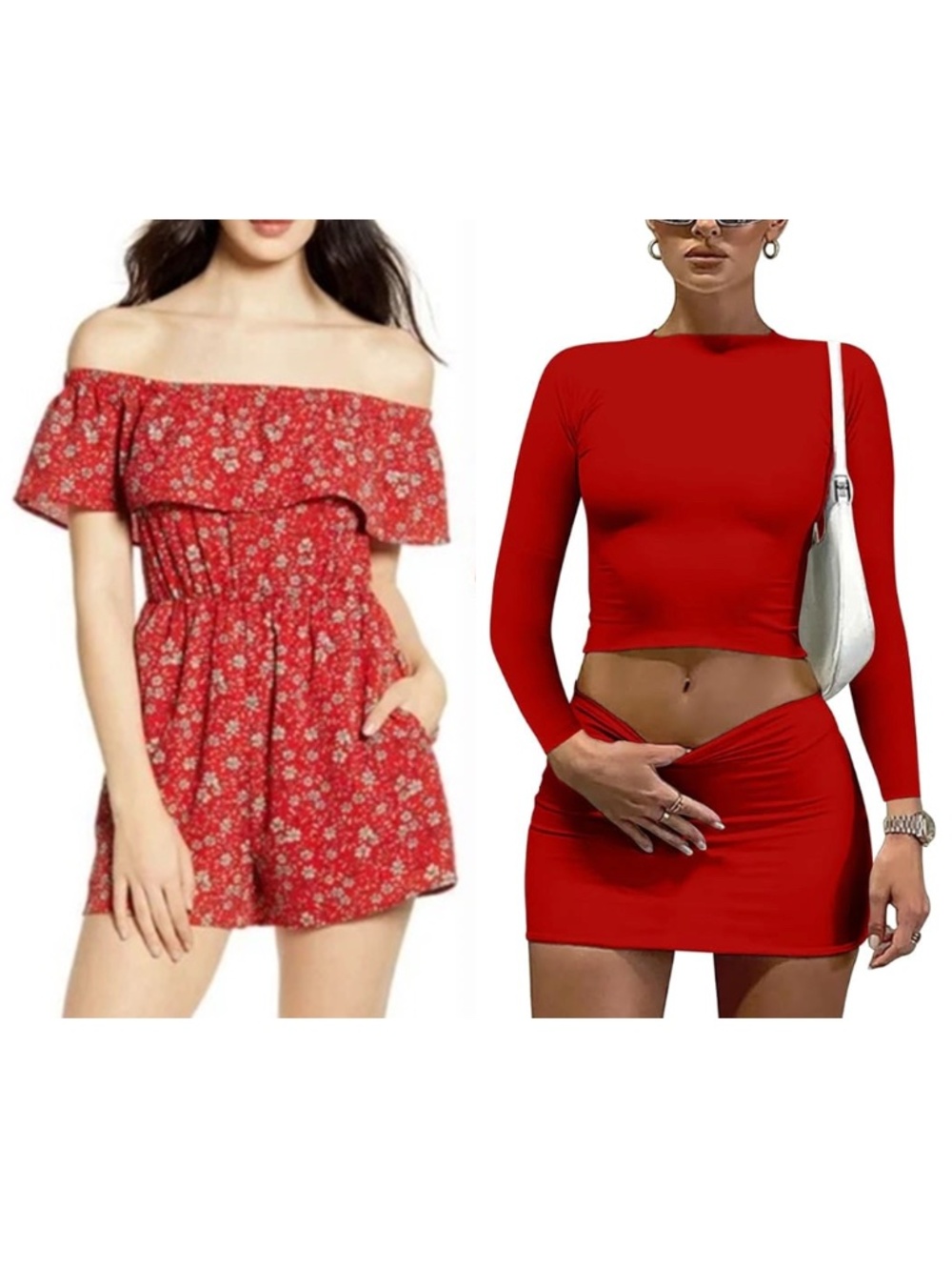 CUTE Size M Xtraordinary Ditsy Red Floral Strapless Romper + Outfit